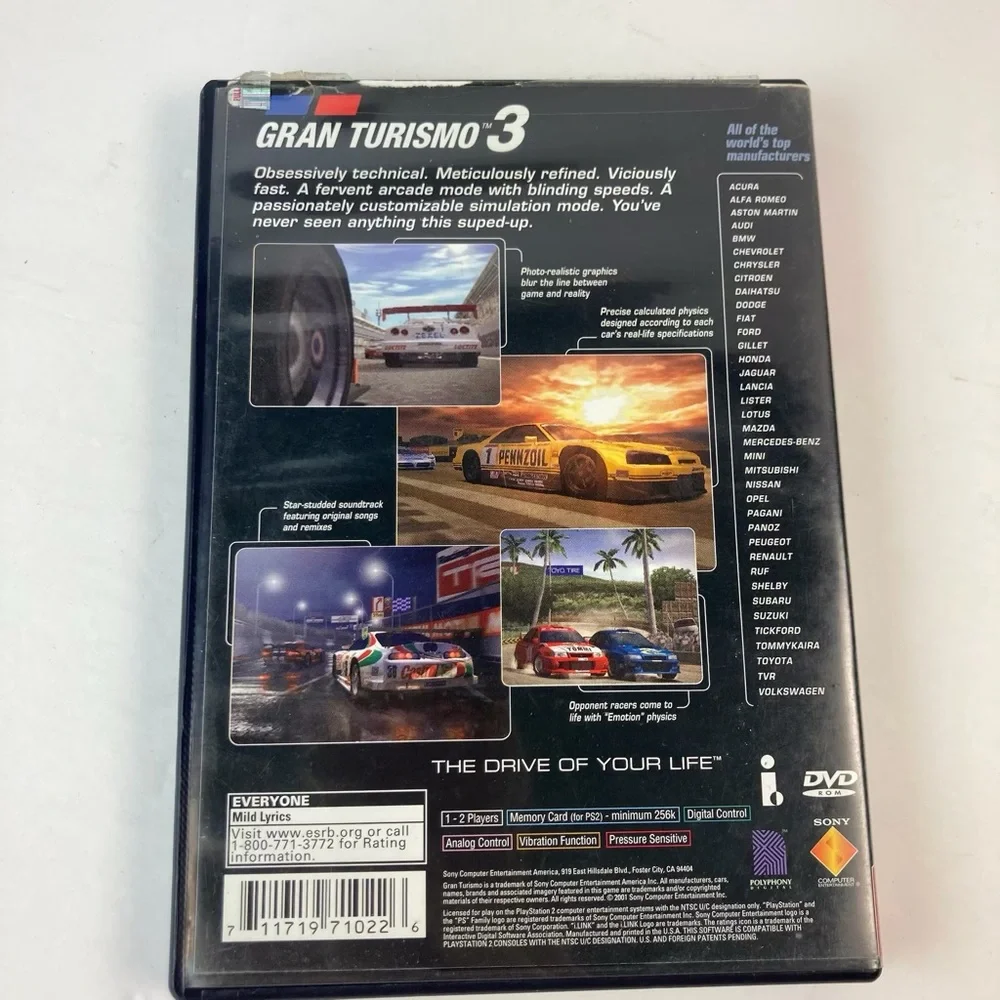 PS2 Gran Turismo 3 A-Spec – Sony Playstation 2 Greatest Hits With Manual